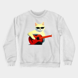 Cat playing guitar Crewneck Sweatshirt